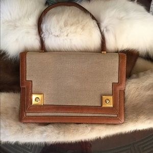 HERMÈS PIANO HANDBAG CALFSKIN AND CANVAS VINTAGE
